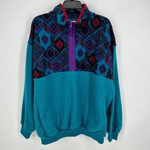 Vintage Men's Sportswear Active Wear Fleece‎ Half-Zip Pullover Sweater Size XL